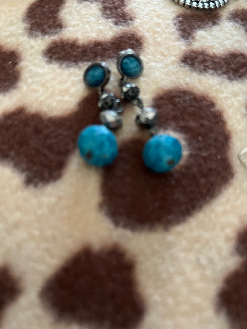 Turquoise Bead Drop Earrings - Blue Dangle Style